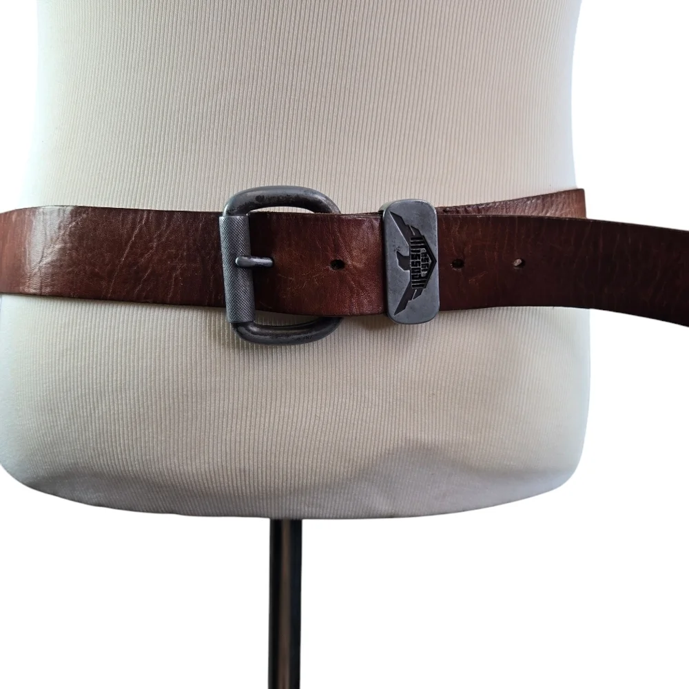 Vtg y2k fossil brown leather grunge mens belt